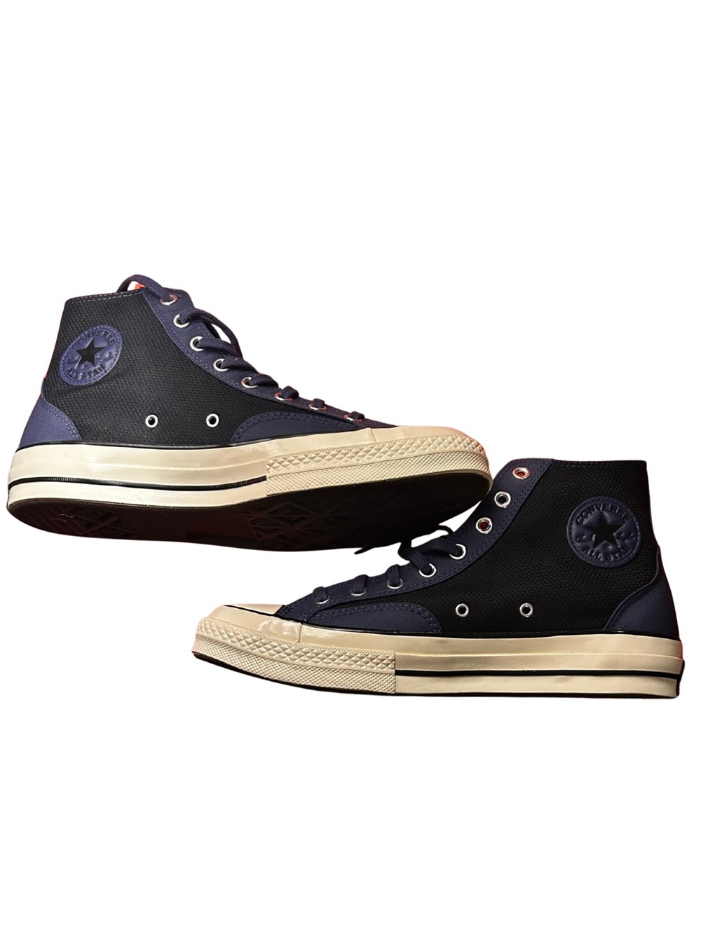 Converse High Top Sneakers in Black with Purple Details